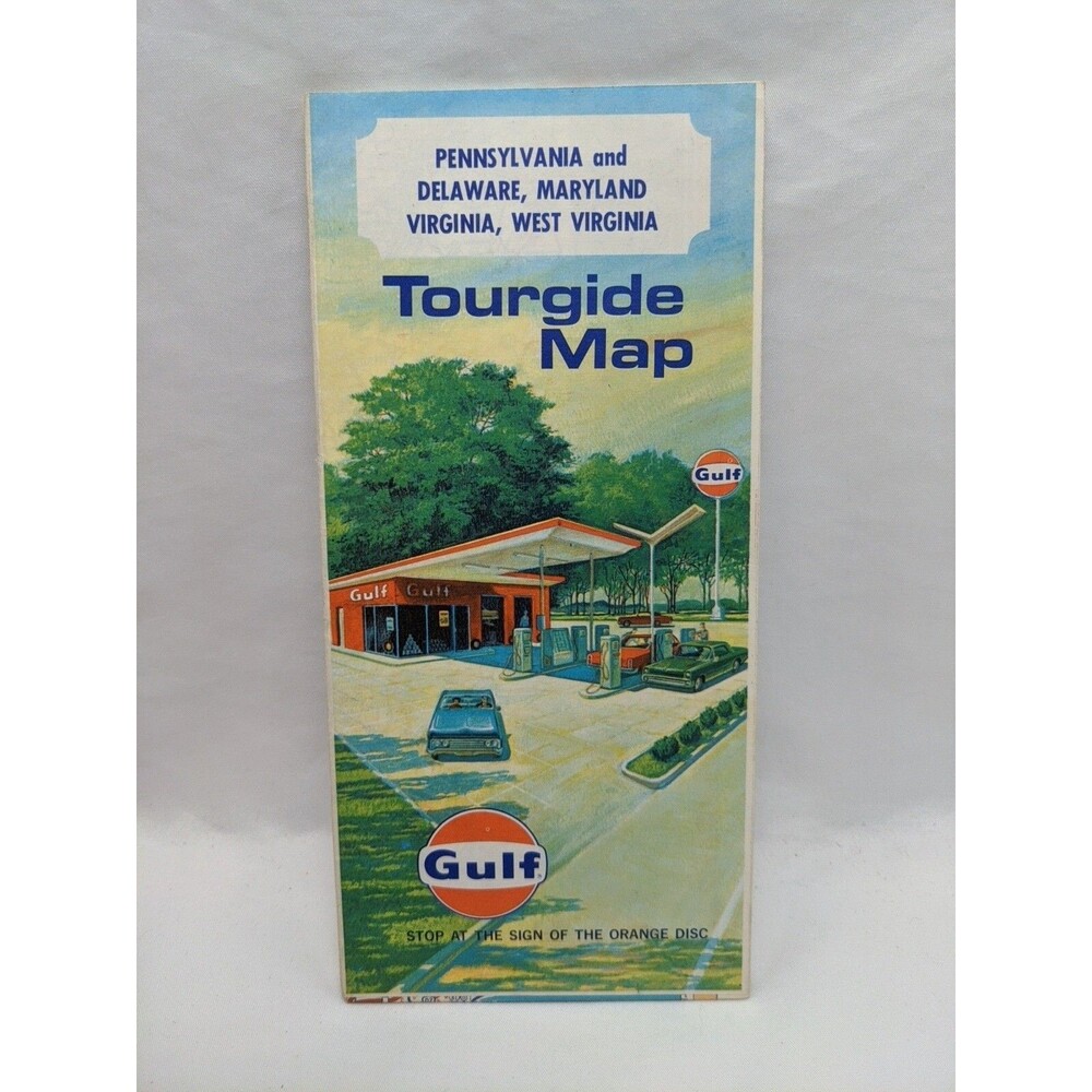 Vintage 1967 Gulf Tourgide Map Pennsylvania Delaware Maryland Virginia Brochure
